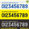 Leeds-United-2026-2027-cup-font Leeds United 2026-2027 font colorway variations showing blue, dark navy, and silver grey number sets with club crests