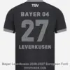 bayer-leverkusen-2026-2027-european-font-application-effect Back view preview of dark jersey printed with Bayer Leverkusen 2026-2027 European font BAYER 04 27 LEVERKUSEN