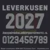 bayer-leverkusen-2026-2027-european-font-download Bayer Leverkusen 2026-2027 European font character map featuring grey block letters and 3D multi-line numbers