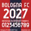 bologna-fc-2026-2027-font-download Bologna FC 2026-2027 Font character map featuring white uppercase alphabet and numbers on red blue stripes