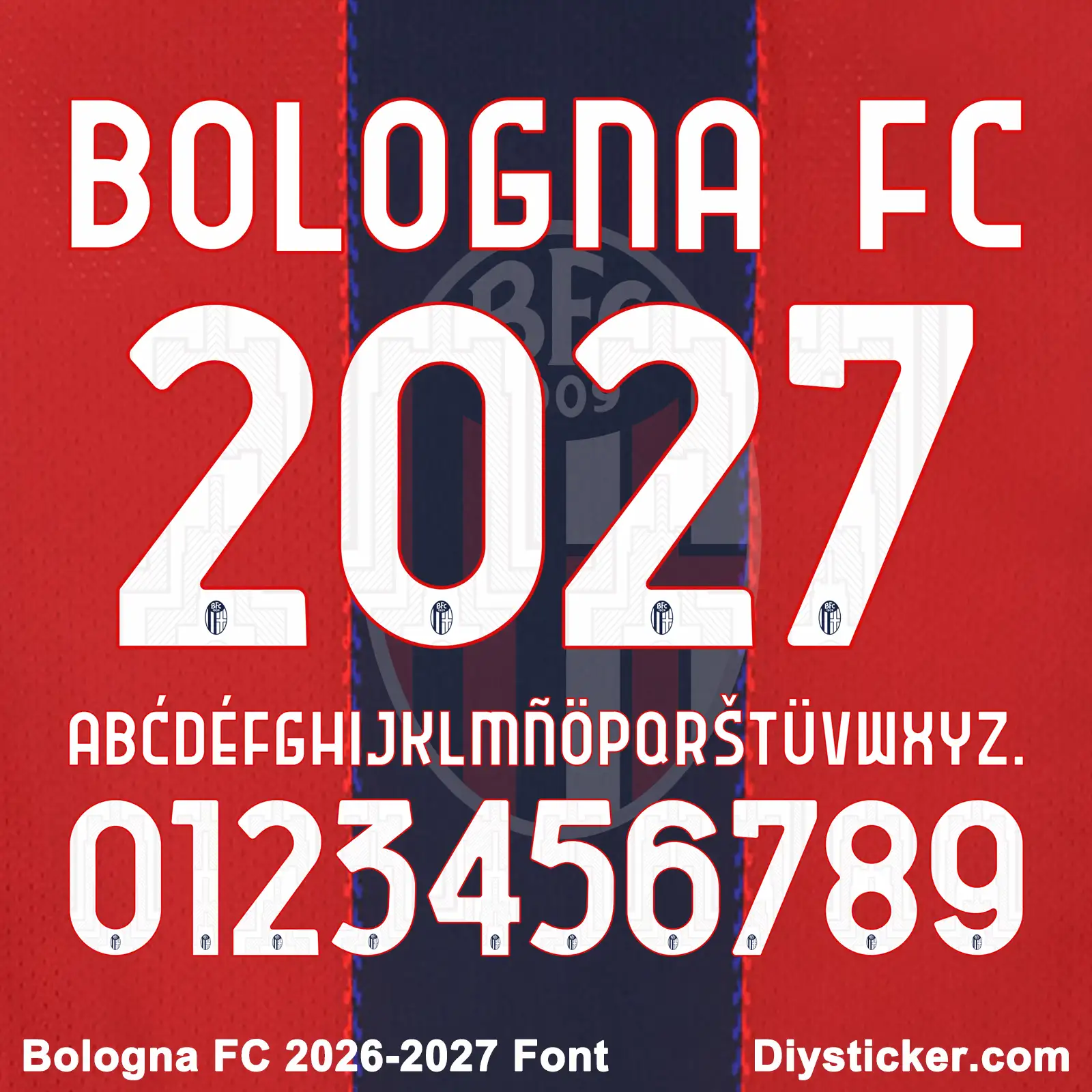 Bologna FC 2026-2027 Font & Numbers Download (TTF, OTF, Vector)