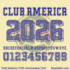 club-america-110th-anniversary-font Club America 110th Anniversary font character map featuring blue 3D numbers with 110 pattern fill