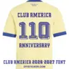 club-america-110th-anniversary-font-jersey-effect Back view preview of cream Club America 110th Anniversary jersey printed with blue 3D font number 110
