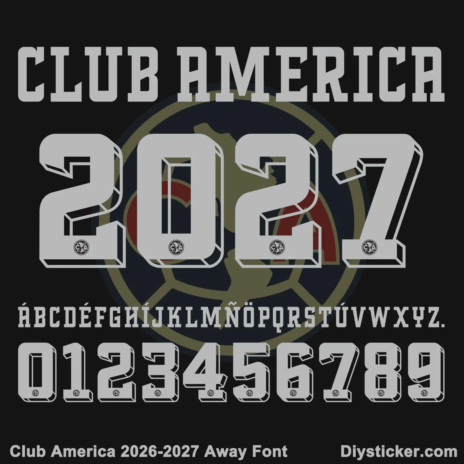 Club América 2026-2027 Away Font & Numbers Download (TTF, OTF, Vector)