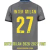 inter-milan-2026-2027-ucl-font-jersey-effect Back view preview of dark grey Inter Milan 2026-2027 UCL jersey printed with yellow INTER MILAN nameplate and number 27
