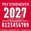 psv-eindhoven-2026-2027-font-downloads PSV Eindhoven 2026-2027 font character map featuring white condensed alphabet and numbers on red background