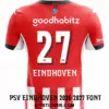 psv-eindhoven-2026-2027-font-jersey-effect Back view preview of PSV Eindhoven 2026-2027 home jersey printed with white EINDHOVEN nameplate and number 27