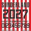 sunderland-2026-2027-font-download Sunderland AFC 2026-2027 jersey font character map featuring black condensed alphabet and numbers on red white stripes