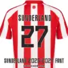 sunderland-2026-2027-font-jersey-effect Back view preview of Sunderland AFC 2026-2027 home jersey printed with black SUNDERLAND nameplate and number 27