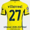 villarreal-2026-2027-font-jersey-effect Rear view preview of Villarreal 2026-2027 home jersey printed with dark navy lowercase font number 27