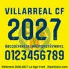 Villarreal CF 2026-2027 La Liga font character map featuring navy uppercase alphabet and numbers on yellow