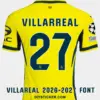 Back view preview of Villarreal 2026-2027 home jersey printed with dark navy La Liga uppercase font number 27