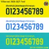 villarreal-cf-2026-27-font Villarreal CF 2026-2027 font colorways including navy blue, cyan sky blue, and yellow vector number variations