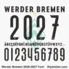 Werder Bremen 2026-2027 font character map featuring black uppercase alphabet and numbers on light background