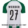 Rear view preview of Werder Bremen 2026-2027 home jersey printed with dark uppercase WERDER nameplate and number 27